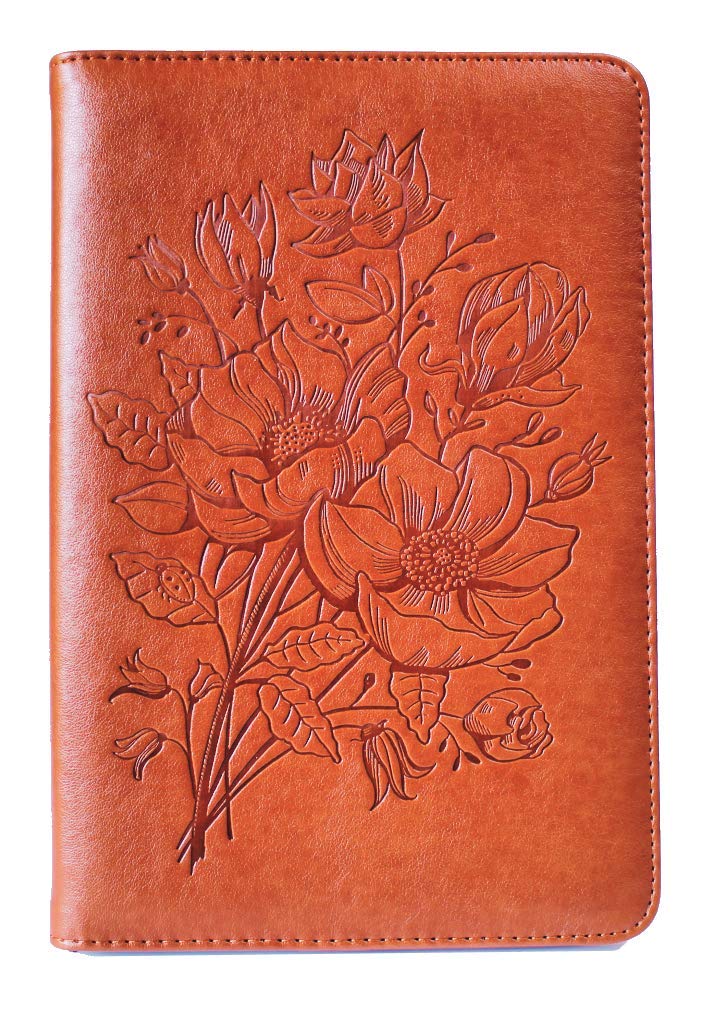 Sohospark Wildflowers Refillable Faux Leather Journal, 6X8.7 Vegan Lined Writing Journal For Women Or Men