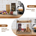 Quallon Coffee Bar Accessories And Organizer, Coffee Station Organizer 2 Tier Bathroom Counter Organizer, Wood Coffee Tray, Bath
