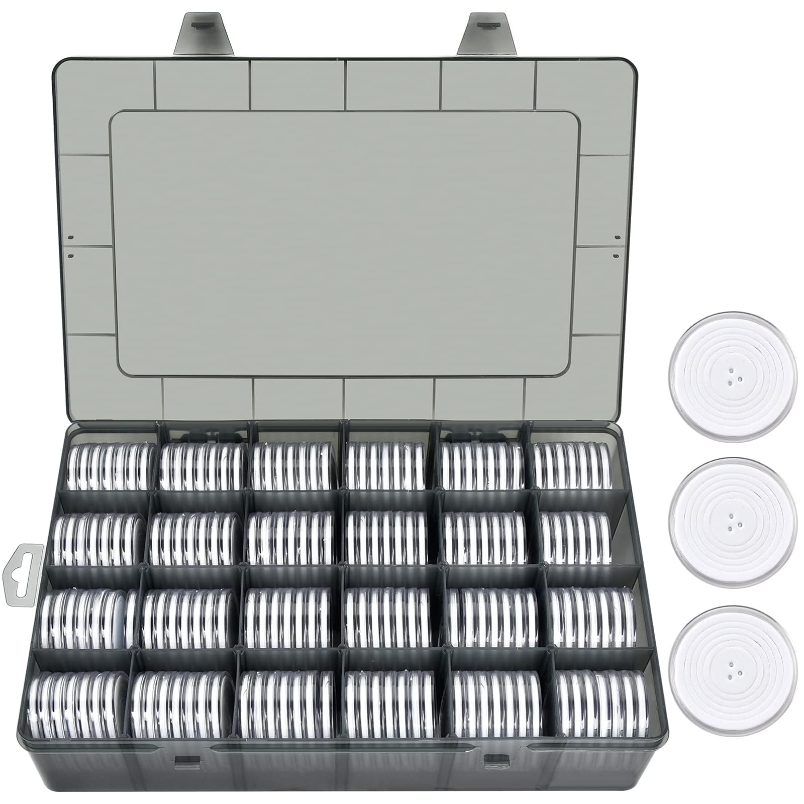 Fullcase Coin Capsules 46Mm With Foam Gasket And Plastic Storage Organizer Box, 6 Sizes (20/25/27/30/38/46 Mm) Coins Collector C