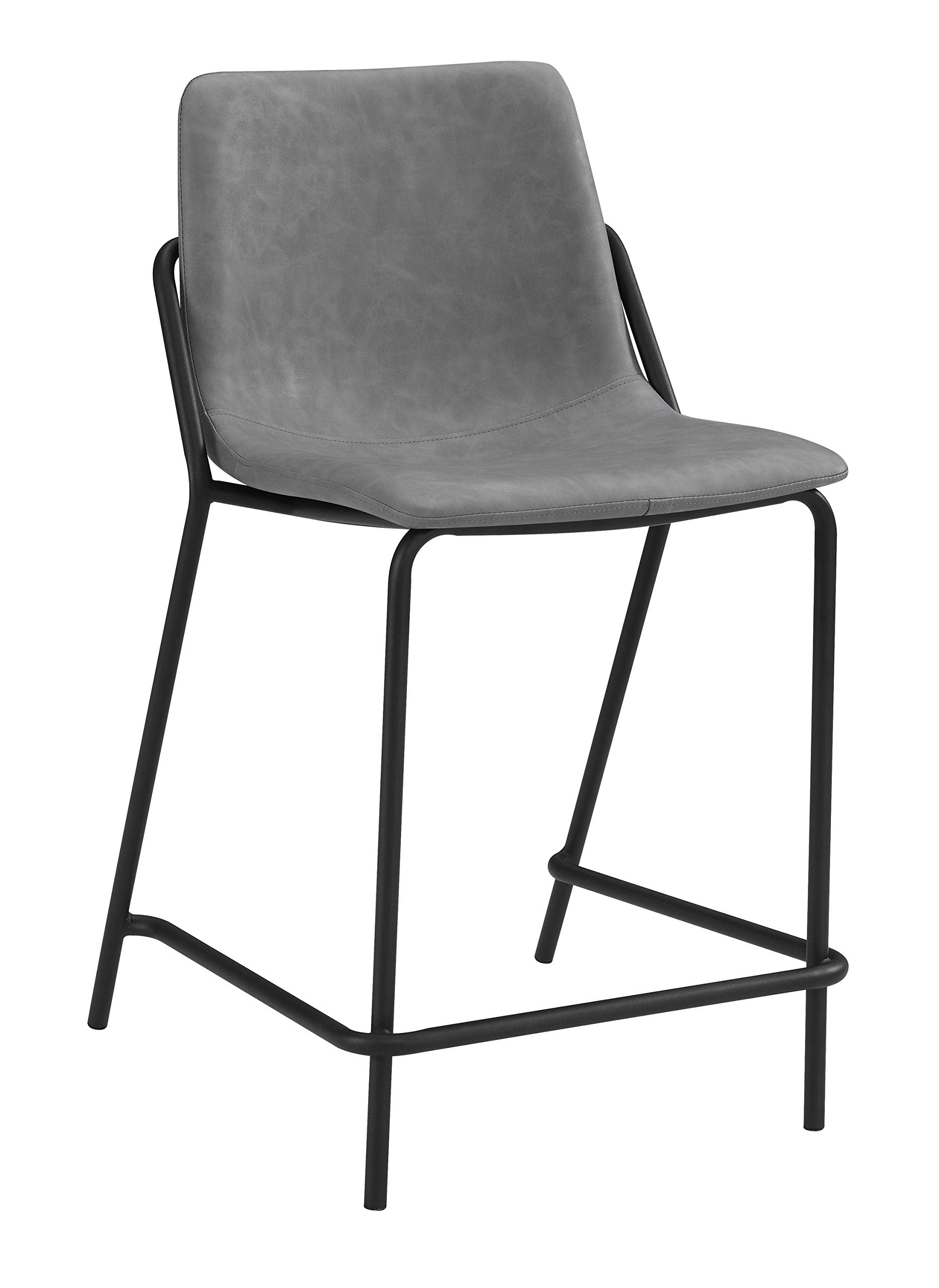 Coaster Home Furnishings Solid Back Upholstered Counter Height Stools Grey and Black (Set of 2) (183452)