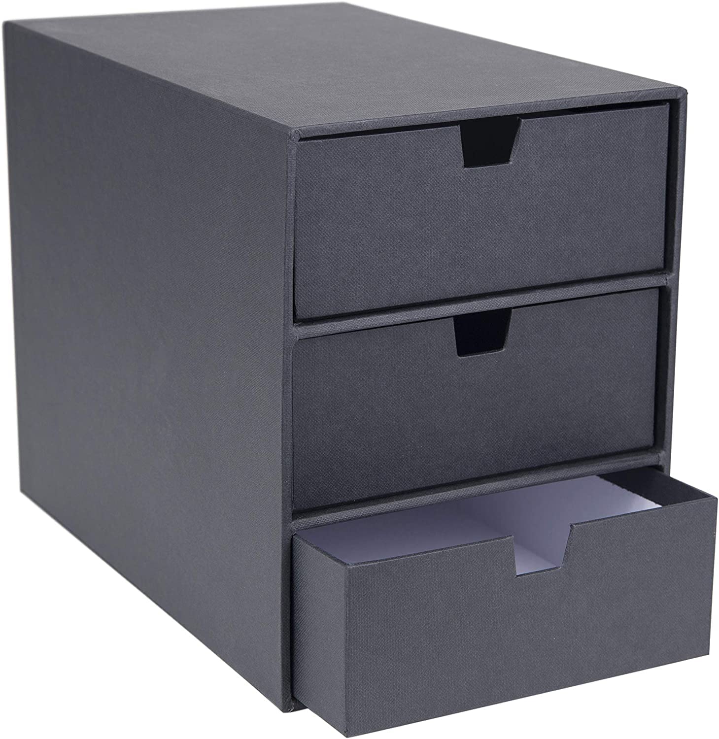 Bigso Box Of Sweden Ingrid 3-Drawer Fiberboard Desk Organizer Drawers | Durable Organizer With Drawers For Office Supplies & Acc