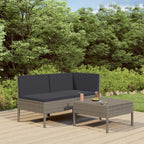 vidaXL 3 Piece Outdoor Patio Lounge Set with Cushions - Weather-Resistant and Waterproof, Polyester Cushion Covers, Includes Coffee Table - Light-Weight, Poly Rattan Material, Grey