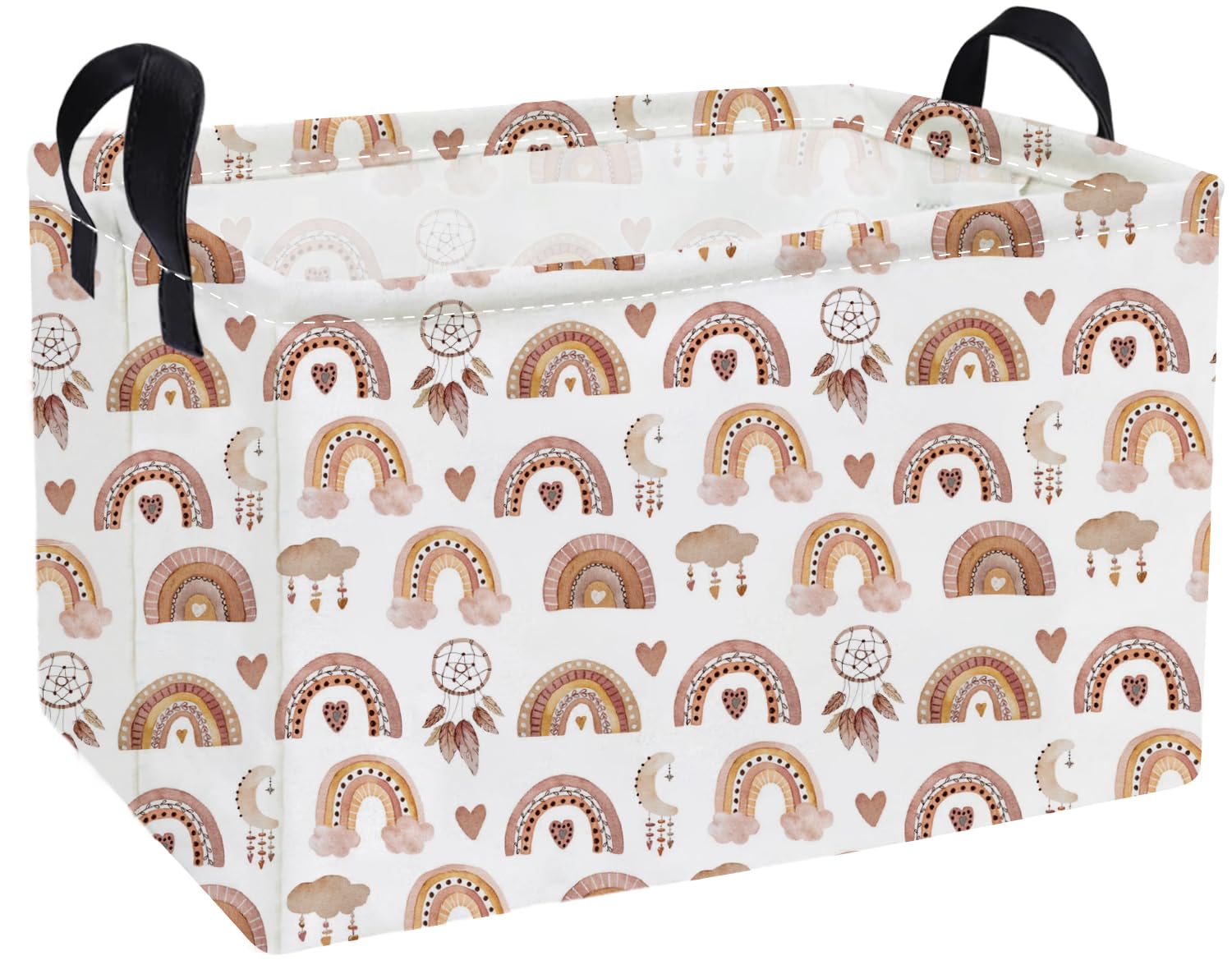 Essme Rectangular Kids Baskets,Rainbow Storage Basket with Handles for Boys Room Decor, Toy Box,Cute Storage Bin(Dream rainbows)