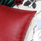 Brawarm Christmas Red Leather Throw Pillows 20 X 20 Inches, Snake Leather Pillow Covers Pack Of 2, Faux Leather Decorative Pillo