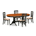 East West Furniture PLNI5-BCH-C 5 Piece Dining Table Set for 4 Includes an Oval Kitchen Table with Butterfly Leaf and 4 Linen Fabric Kitchen Dining Chairs, 42x78 Inch, Black & Cherry