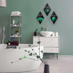 3 Pcs Teal Wall Decor Teal Rose Bathroom Decor Farmhouse Turquoise Bathroom Inspirational Wood Office Wall Art With Accept Let G
