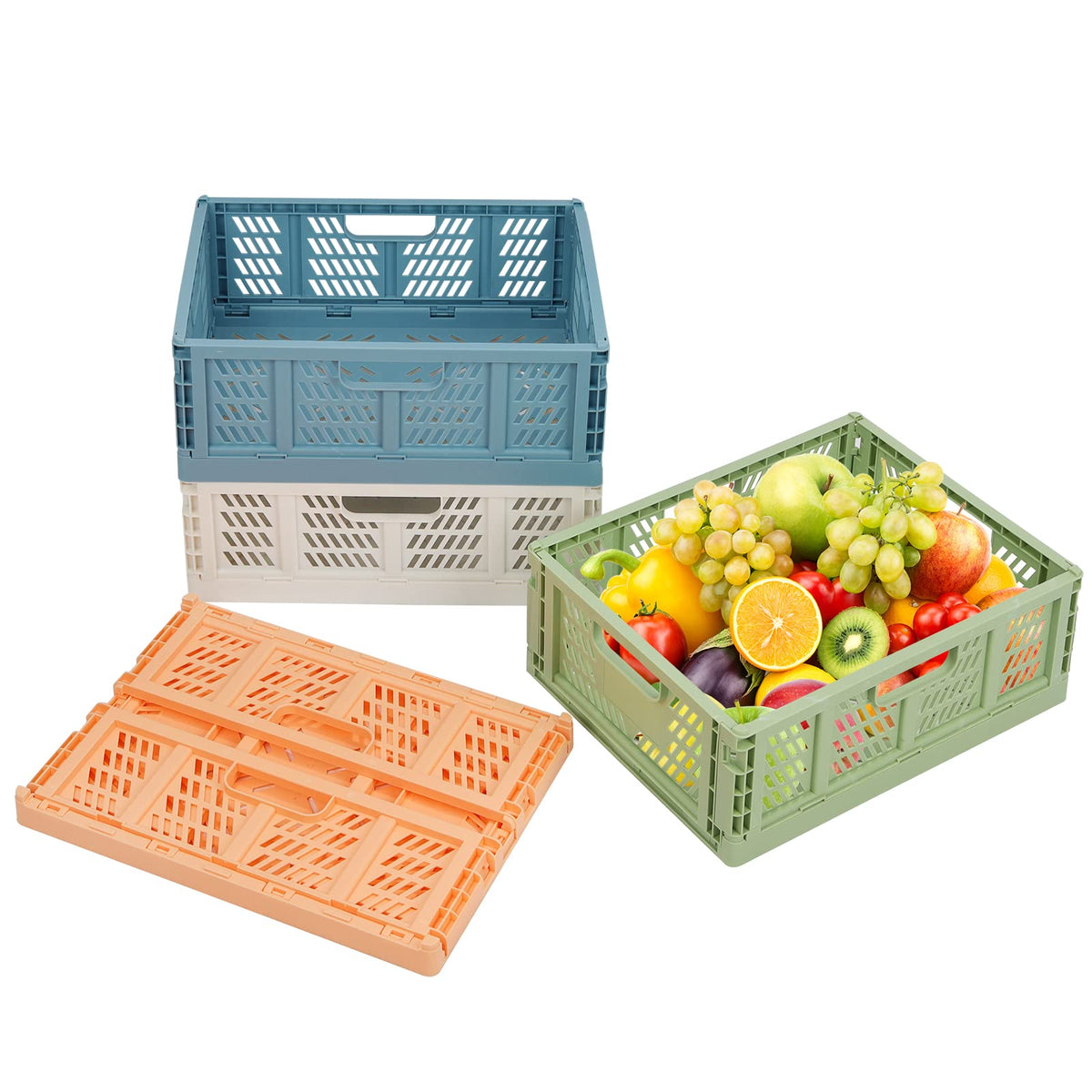 Phyllia Plastic Storage Shelf Baskets Colorful Drawer Organizers 4 Pack Home Kitchen Storage Crate Bin Stackable Food Grocery Co