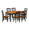 East West Furniture NIPF7-BCH-W 7 Piece Dining Table Set Consist of a Rectangle Dining Room Table with Butterfly Leaf and 6 Wooden Seat Chairs, 36x66 Inch, Black & Cherry