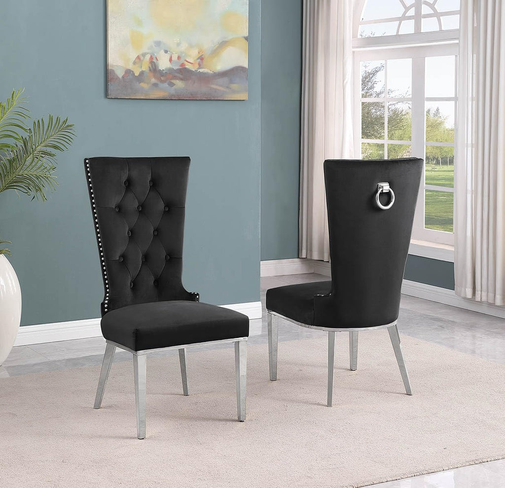 Best Quality Furniture SC330-337 Dining Chairs, Black/Silver