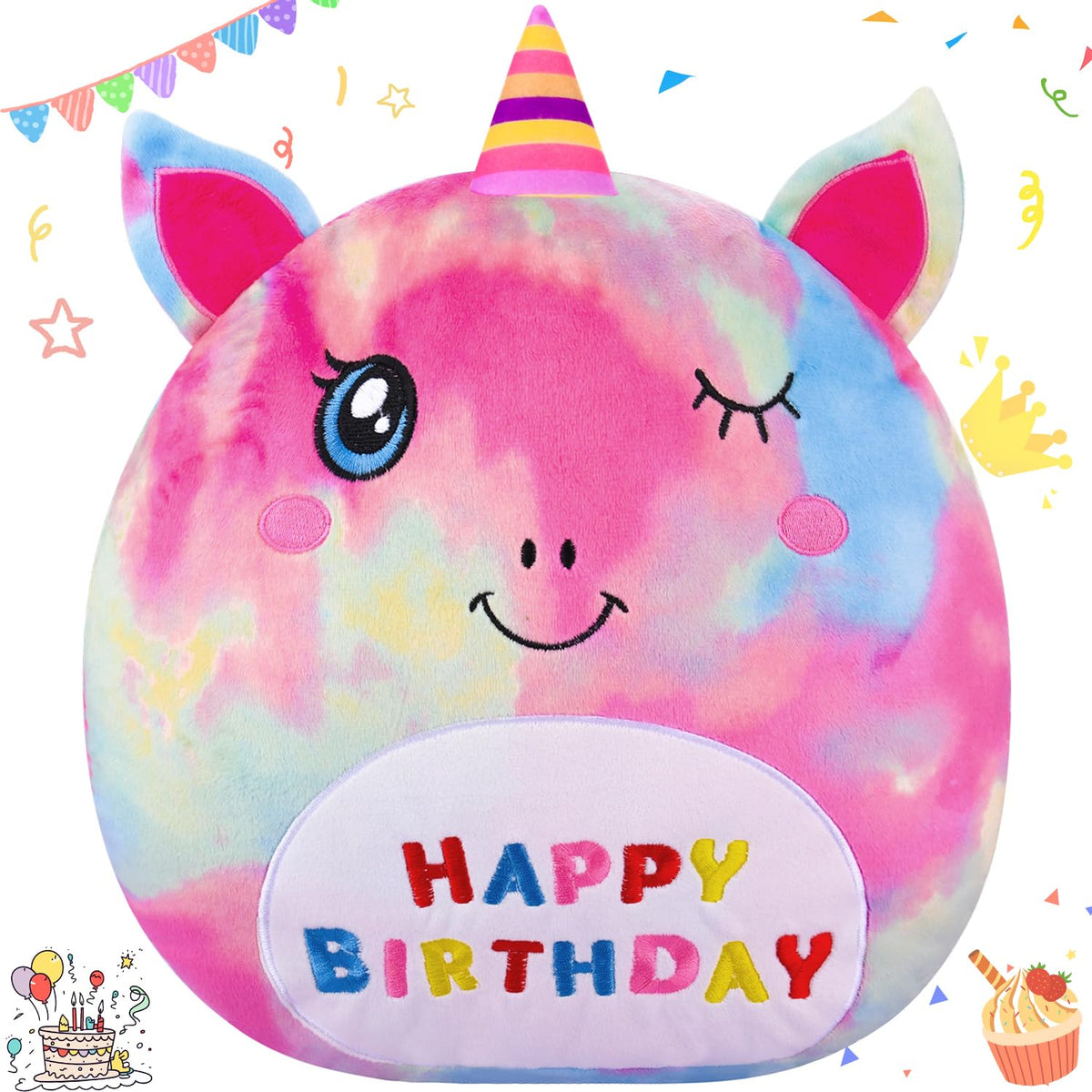 Vpkefla 15' Unicorn Stuffed Animals Plush Pillow Soft Fluffy Stuffies Doll Gifts For Kids Toddlers Home Room Christmas Decorati