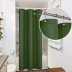 Koufall Olive Green Waterproof Linen Fabric Shower Curtain For Bathroom 36X72 Inches Long