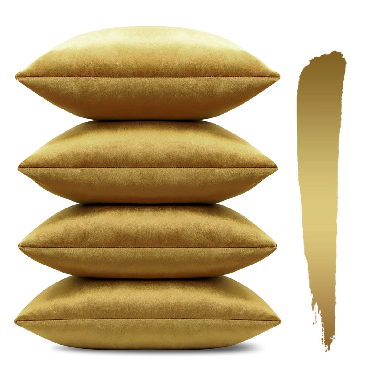 Otostar Set Of 4 Decorative Throw Pillow Covers Soft Velvet Solid Square Pillow Cases Luxury Cushion Covers Case For Sofa Car Pa