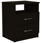 Depot E-Shop Salento Nightstand with Two Drawers, One Shelf, and Superior Top, 20" H, Black, Bedroom