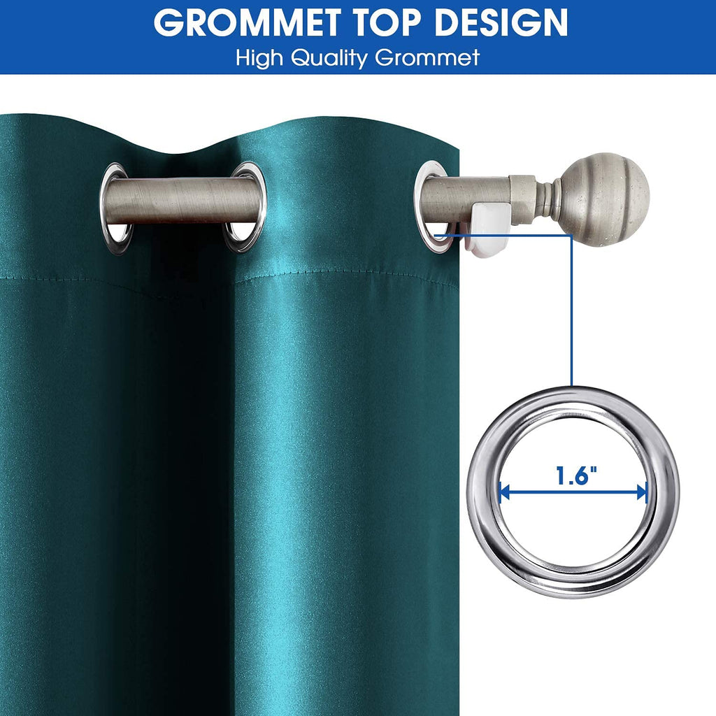 Homeideas 2 Panels Faux Silk Curtains Teal Blackout Curtains For Bedroom 52 X 108 Inch Room Darkening Satin Drapes/Curtains, The