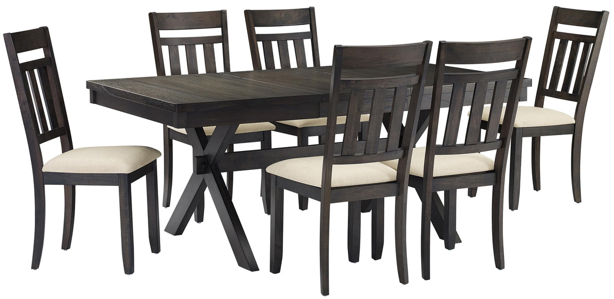 Crosley Furniture Hayden 7-Piece Modern Farmhouse Dining Table Set for 6 with Slat Back Chairs, Slate