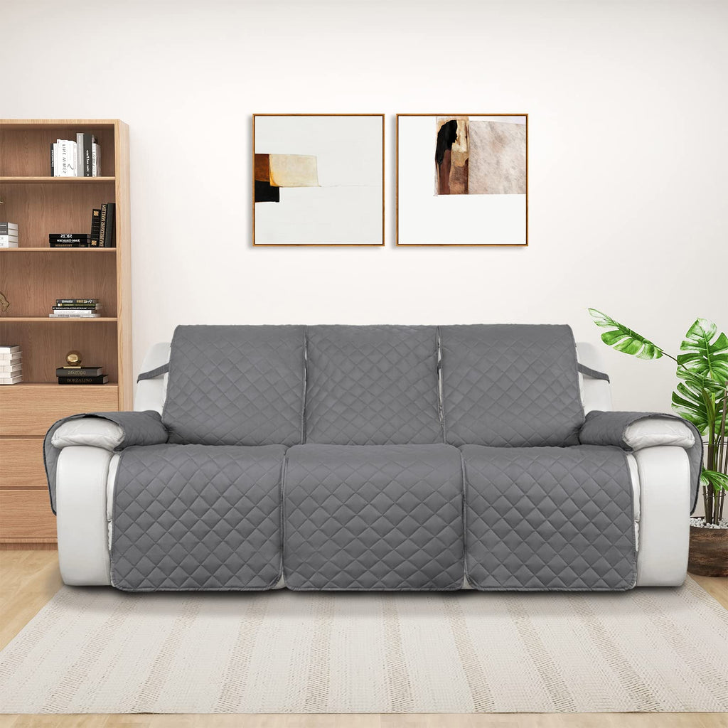 Purefit Water Resistant Reversible Sofa Covers For Reclining Sofa - Non Slip Split Recliner Couch Cover For 3 Cushion Couch, Was