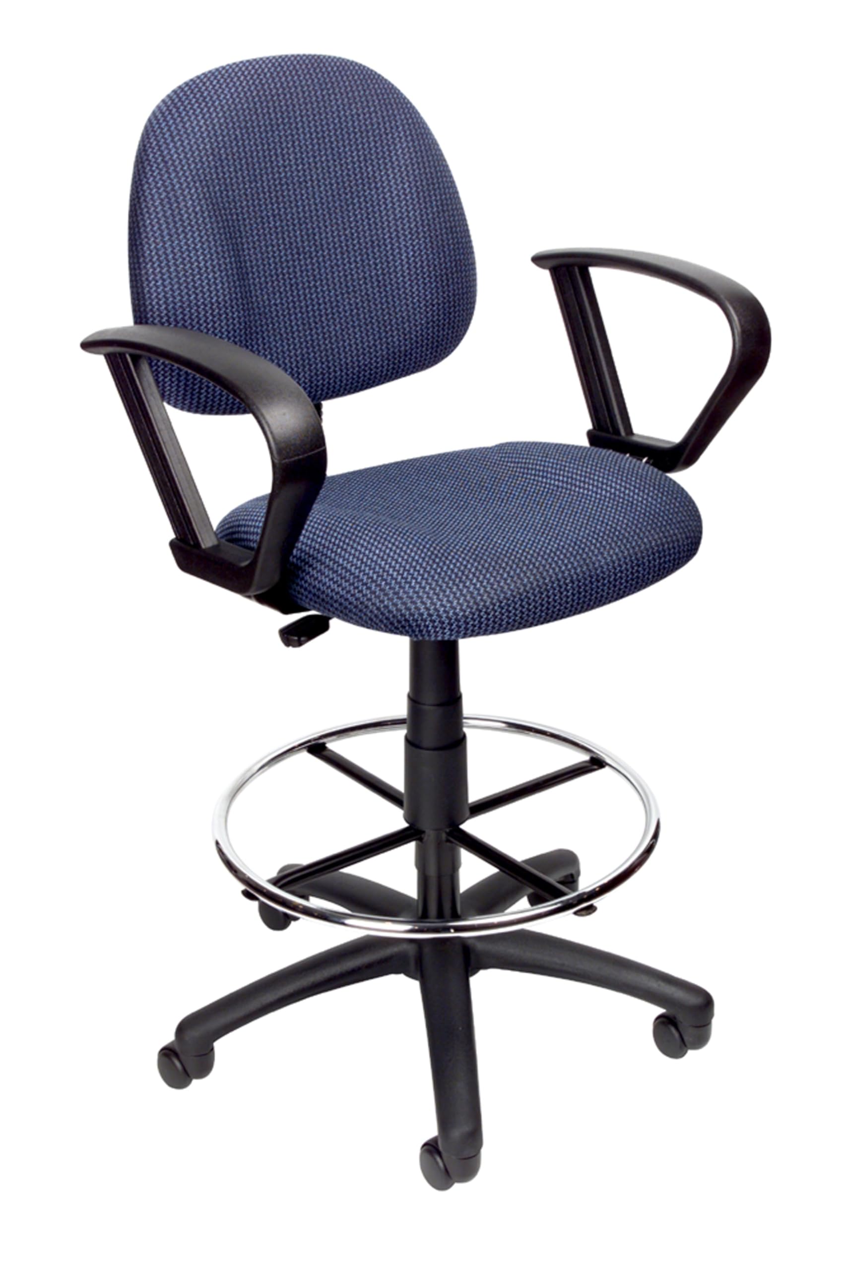 Boss Office Products Ergonomic Works Drafting Chair with Loop Arms in Blue, Mid-Back