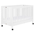 Babyletto Maki Full-Size 2-in-1 Portable Folding Crib with Toddler Bed Conversion Kit in White, Greenguard Gold Certified