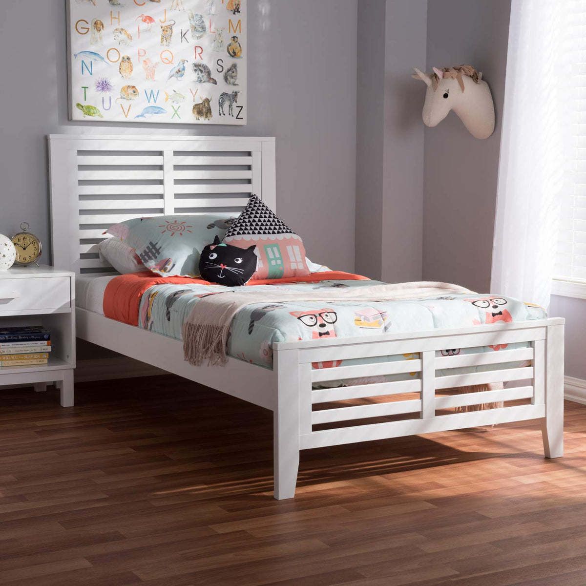 Baxton Studio Sedona Modern Classic Mission Style White-Finished Wood Twin Platform Bed