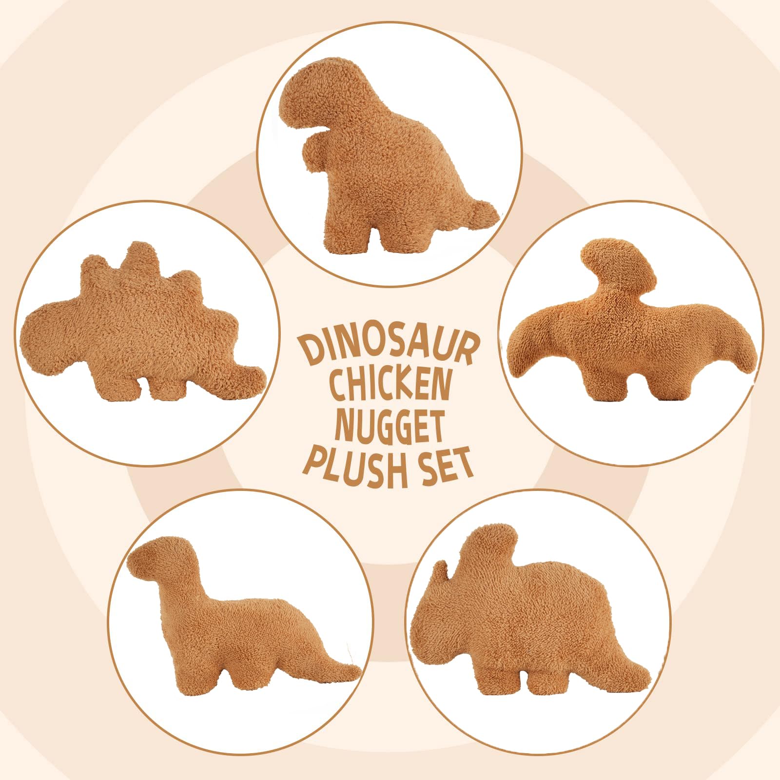 Tvvpgg Dino Nugget Plush,5 Pcs Dino Nugget Pillow Stuffed Toy, Funny Dino Chicken Nuggets Pillow Gifts For Kids Adults Girlfrien