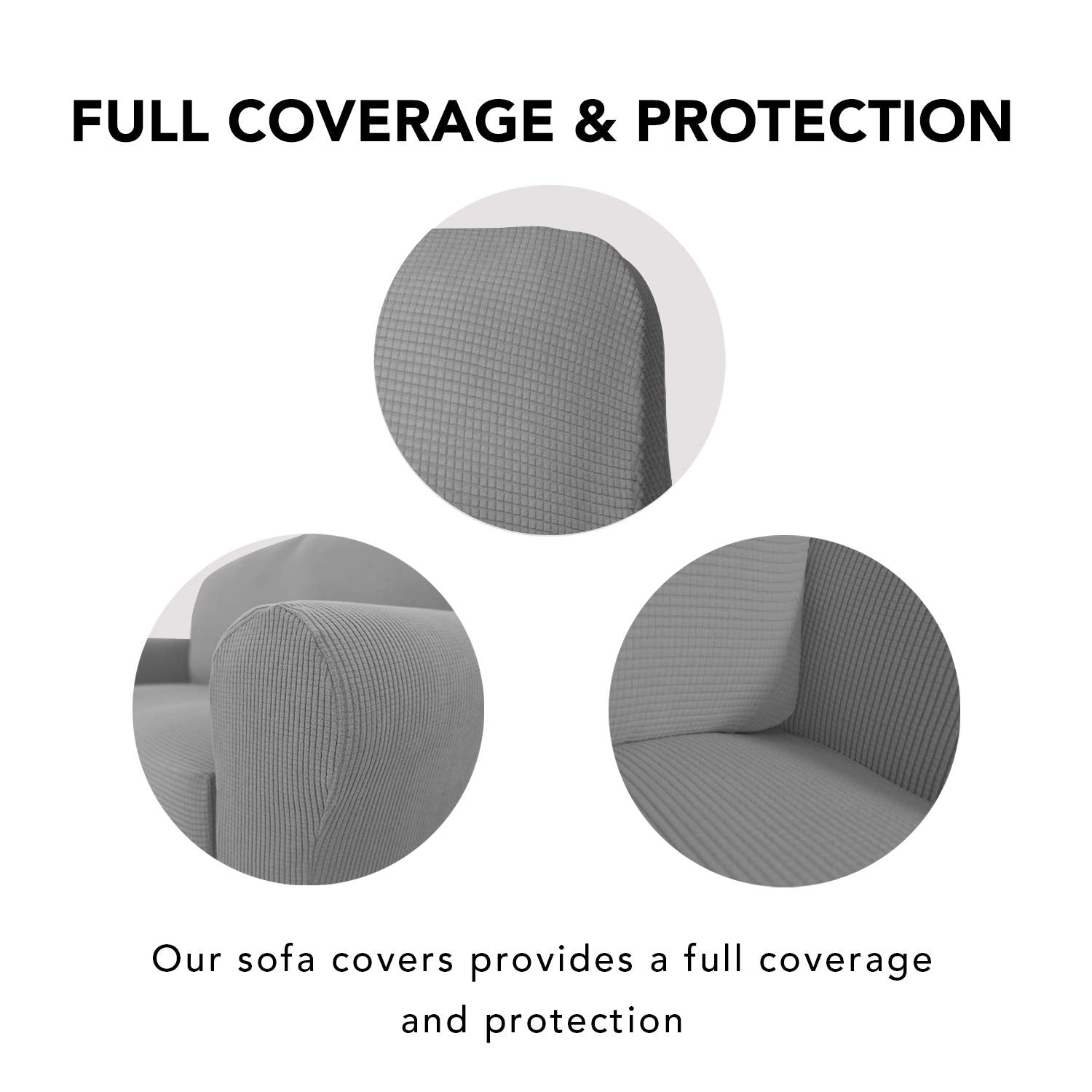 Purefit Stretch Loveseat Sofa Slipcover – Spandex Jacquard Non Slip Soft Couch Sofa Cover, Washable Furniture Protector With Non Skid Foam And Elastic Bottom For Kids (Loveseat, Light Gray)