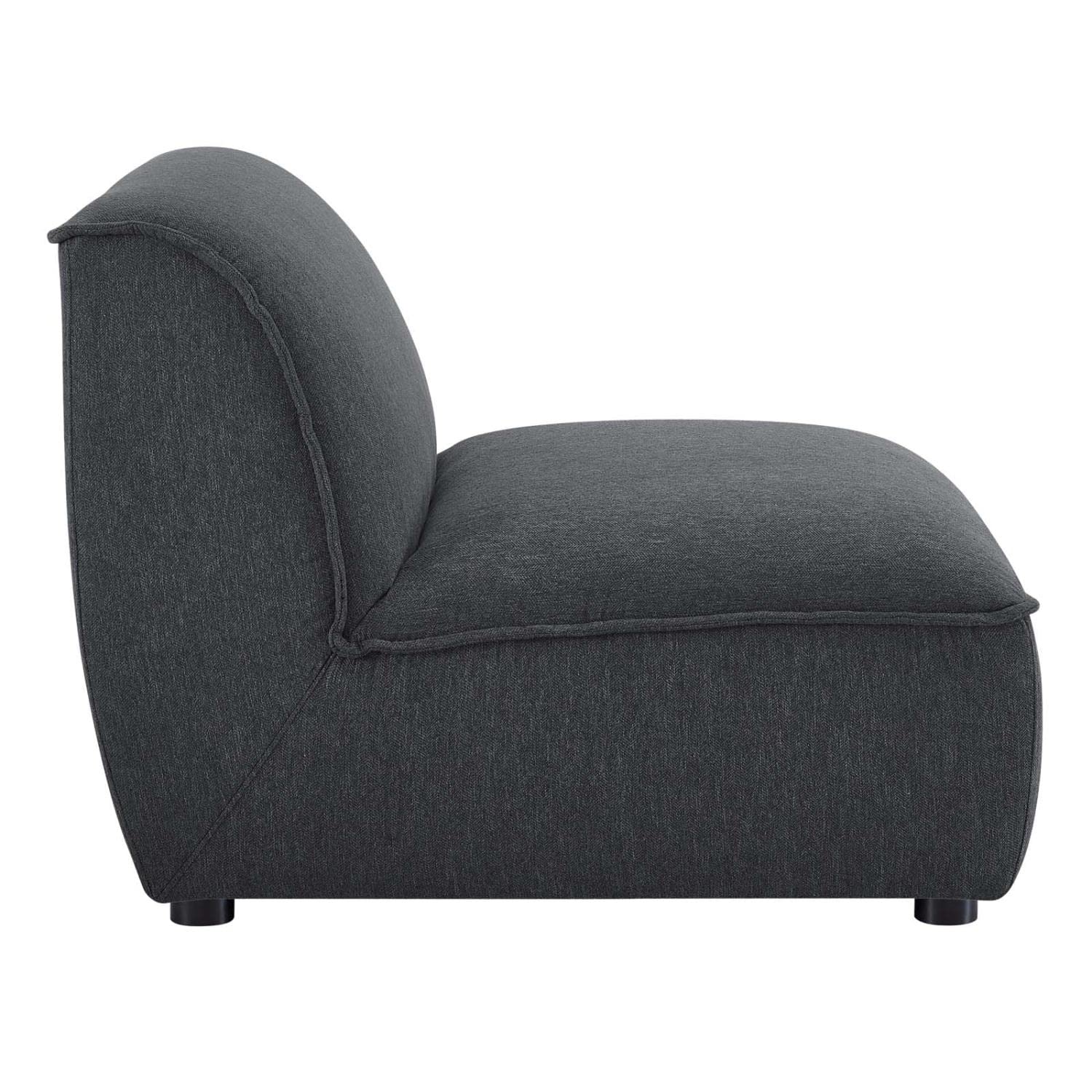 Modway Comprise Fabric Upholstered Sectional, Armless Chair, Charcoal