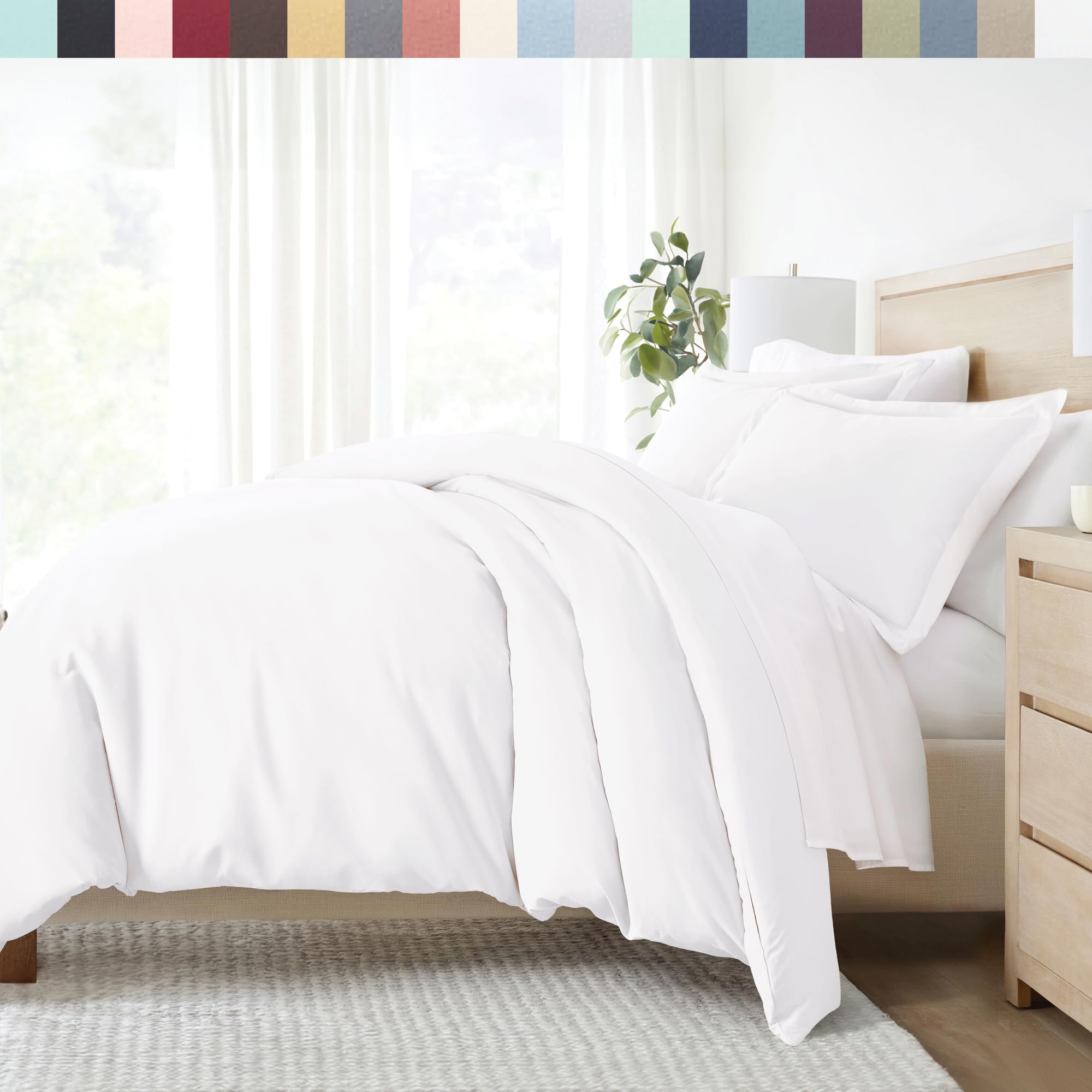 Ienjoy Home Collection Soft Brushed Microfiber Duvet Cover Set, Twin, White