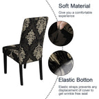 Jqinhome Dining Chair Slipcover, High Stretch Removable Washable Chair Seat Protector Cover Set Of 4,Chair Covers For Dining Room, Kitchen,Home Party,Wedding Ceremony(Luxe Black, 4Pc)