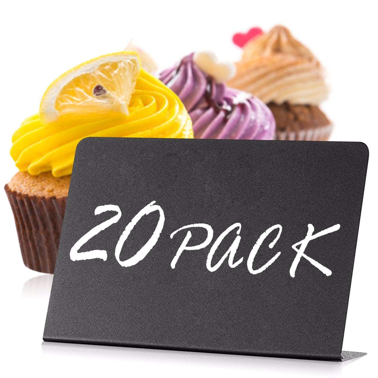 Mini Chalkboard Signs For Food 20 Pack - Small Chalkboard Food Signs For Party Buffet Weddinng - Small Black Food Display Stands