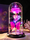 DEEMEI Birthday Gifts for Women Pink Rose Eternal Flower Light Up Rose in Glass Dome Mothers Day Rose Gifts for Grandma Daughter
