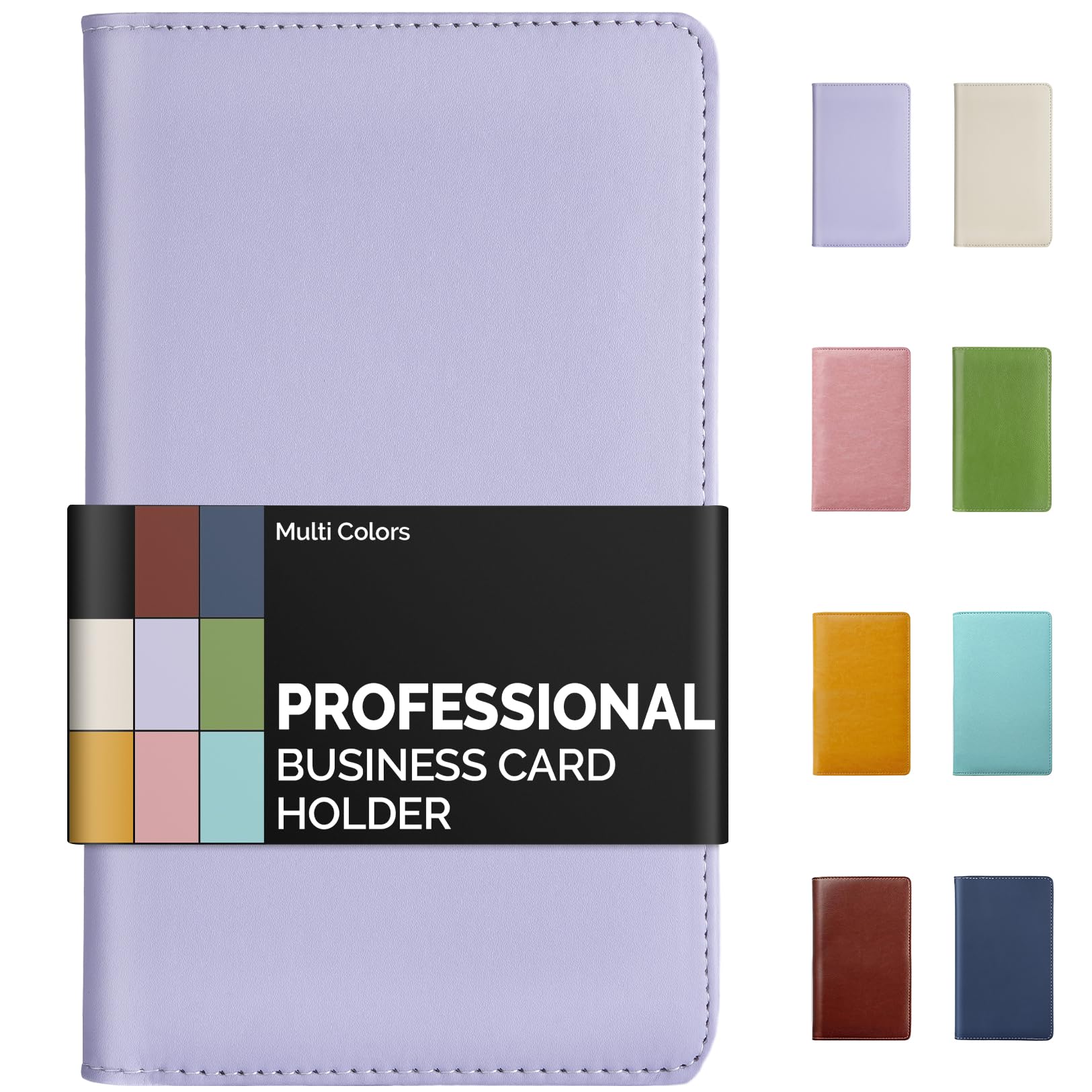 Sooez Leather Professional Business Card Book Holder Organizer, 240 Card Capacity Pu Name Card Credit Cards Booklet (Purple)