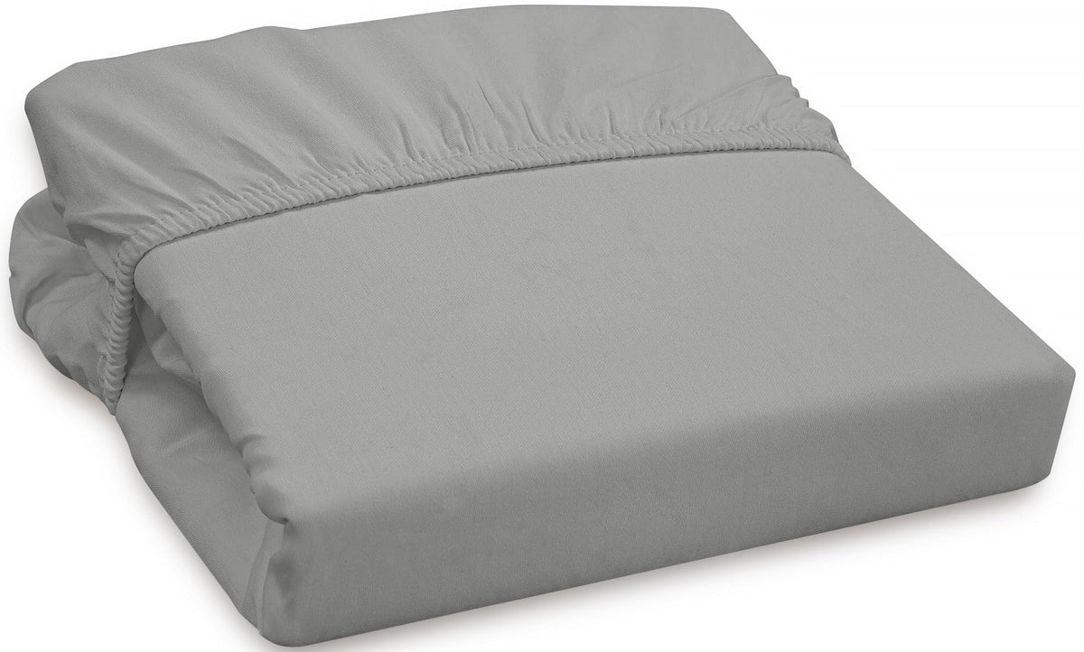Royale Linens 300 Thread Count 100% Long Staple Combed Cotton Fitted Sheet - Super Soft Deep Pocket Bottom Sheet - Silver Fitted