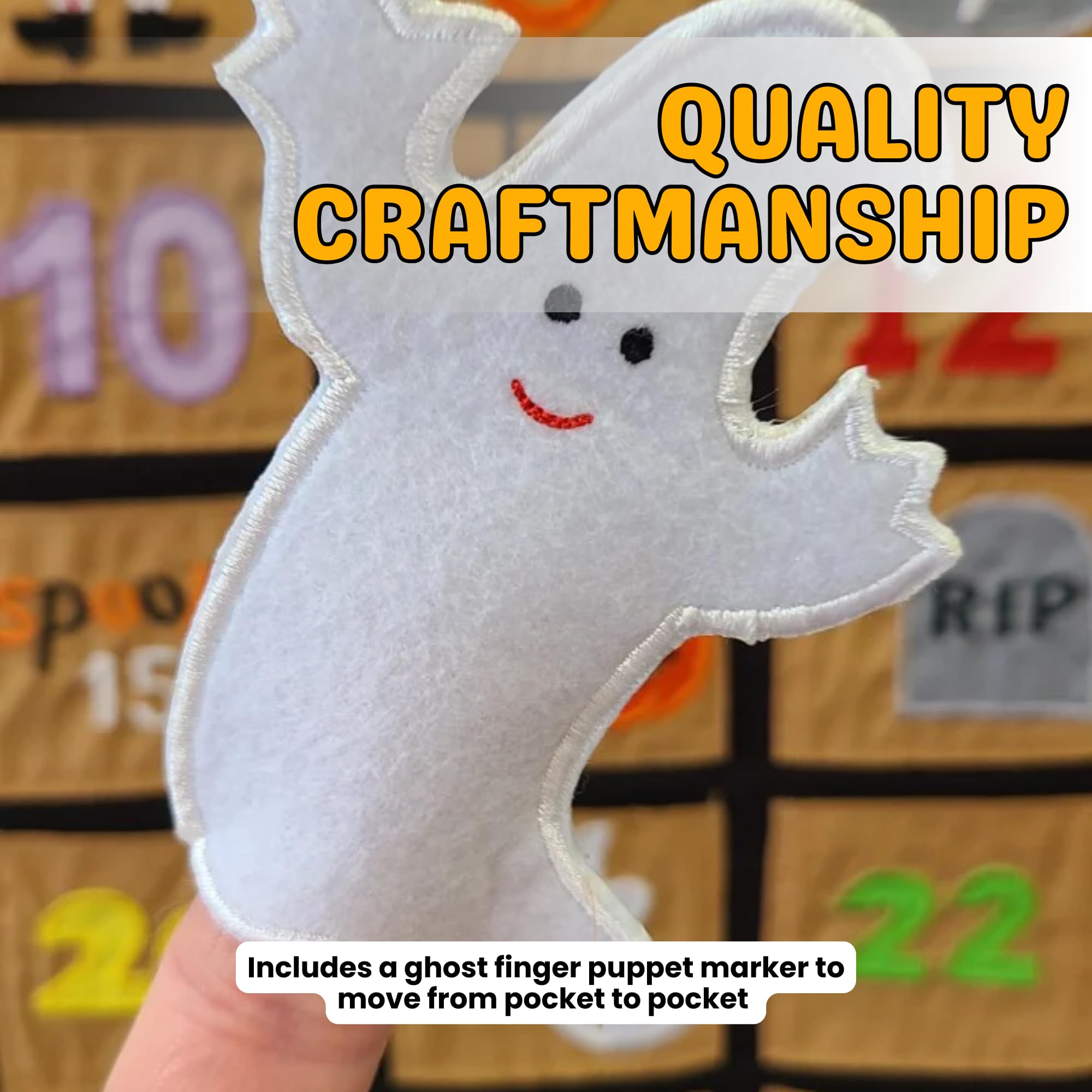 Happy Halloween Advent Countdown Calendar Decoration For Kids And Family By My Growing Season | Wall Hanging Fabric Decor With D