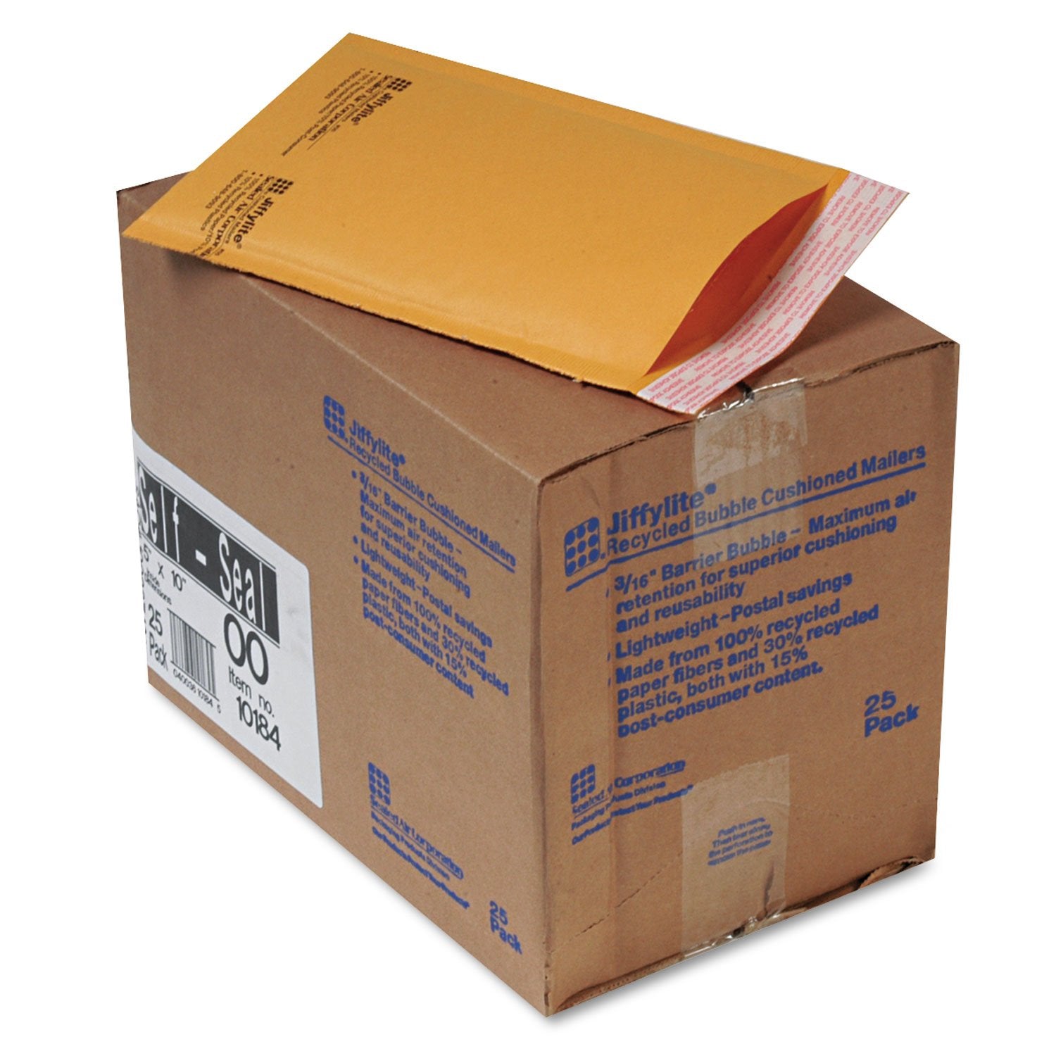 Sealed Air Jiffy Lite Cushioned Mailers, F Seal, #00, 5 X 10 Inches, Pack Of 25 (10184)