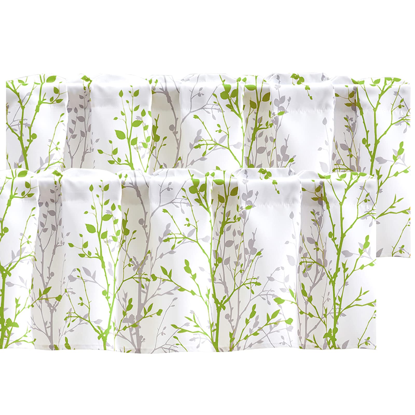 Luvyohmee Kitchen Valances For Windows, Sage Green Valance Curtains, Tree Branch Printed Window Valances For Living Room/Kitchen