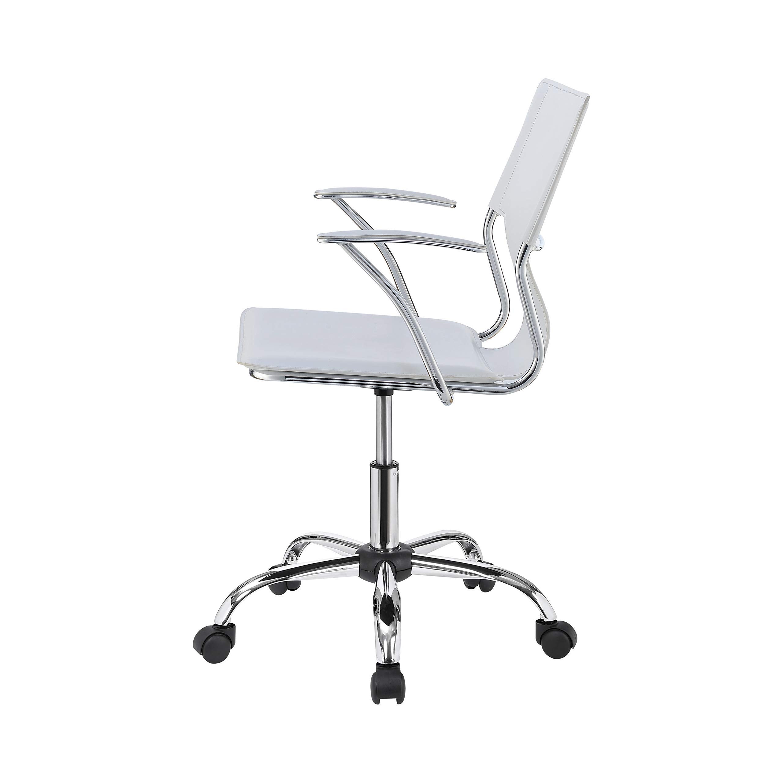 Coaster Furniture Office Chair White Faux Leather Polyurethane Chrome 801363