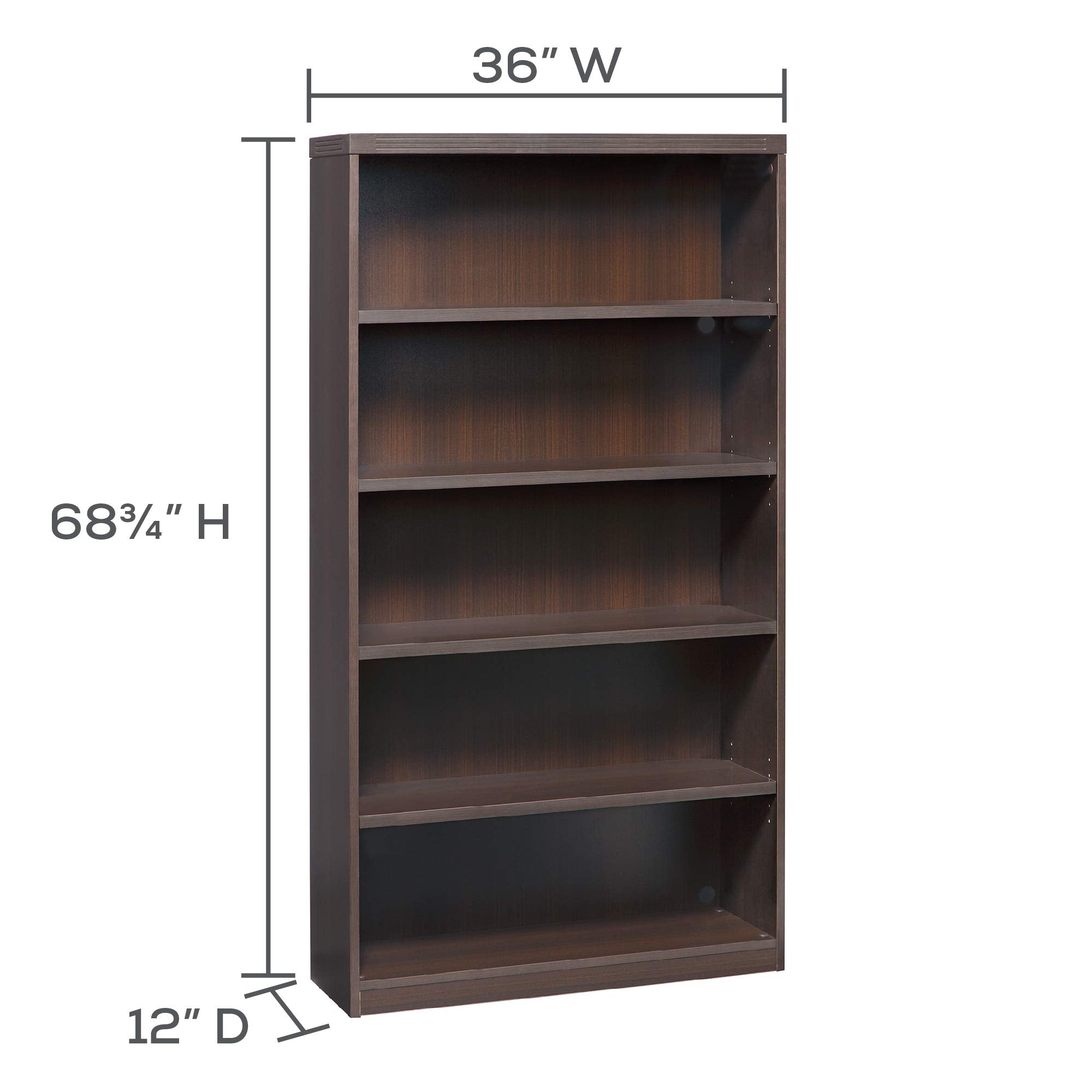 5 Shelf 68.75" Bookcase Finish: Mocha