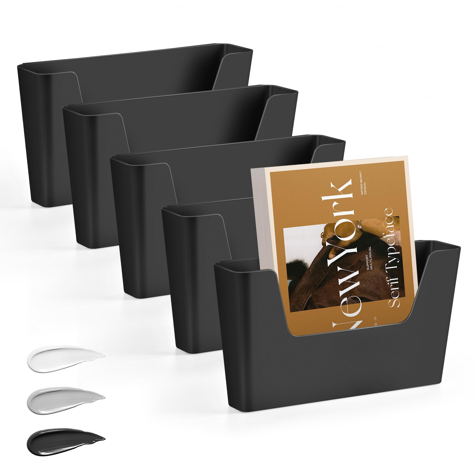 Jomola No Drilling Wall File Holder 5 Pack Mail Organizer Adhesive Wall Mount File Organizer Holder Office Wall Hanging Files Or