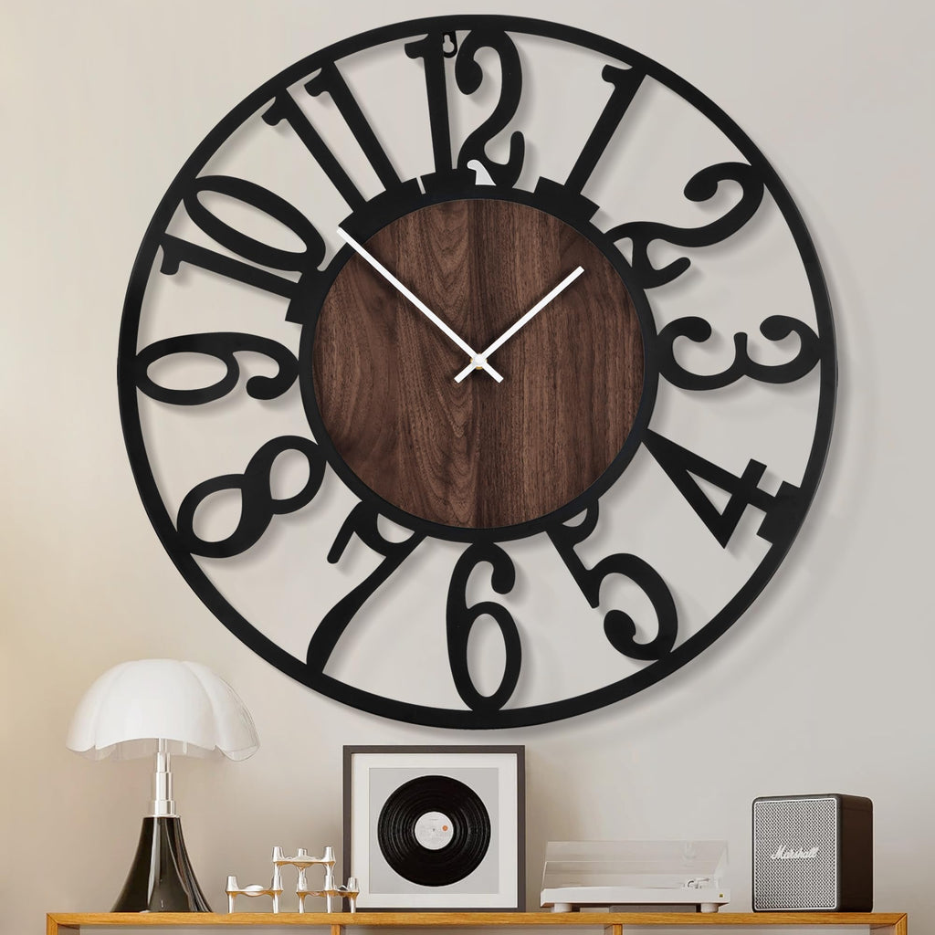 1st owned Extra Large Wall Clocks for Living Room Decor- Modern 32 inches Silent Non Ticking Black Arabic Numbers Metal Clocks f