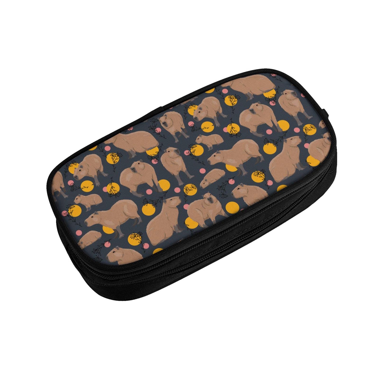 Yetta Yang Capybara Doodle Botanical Circle Wildlife Pencil Box Case For Pen Holders Office Supplies Big Capacity Large