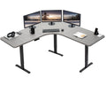 Vivo Electric Height Adjustable 71 X 71 Inch Curved Corner Stand Up Desk, Dark Gray Table Top, Black Frame, Memory Controller, L-Shaped Workstation, E3C Series, Desk-Kit-E3Cbg