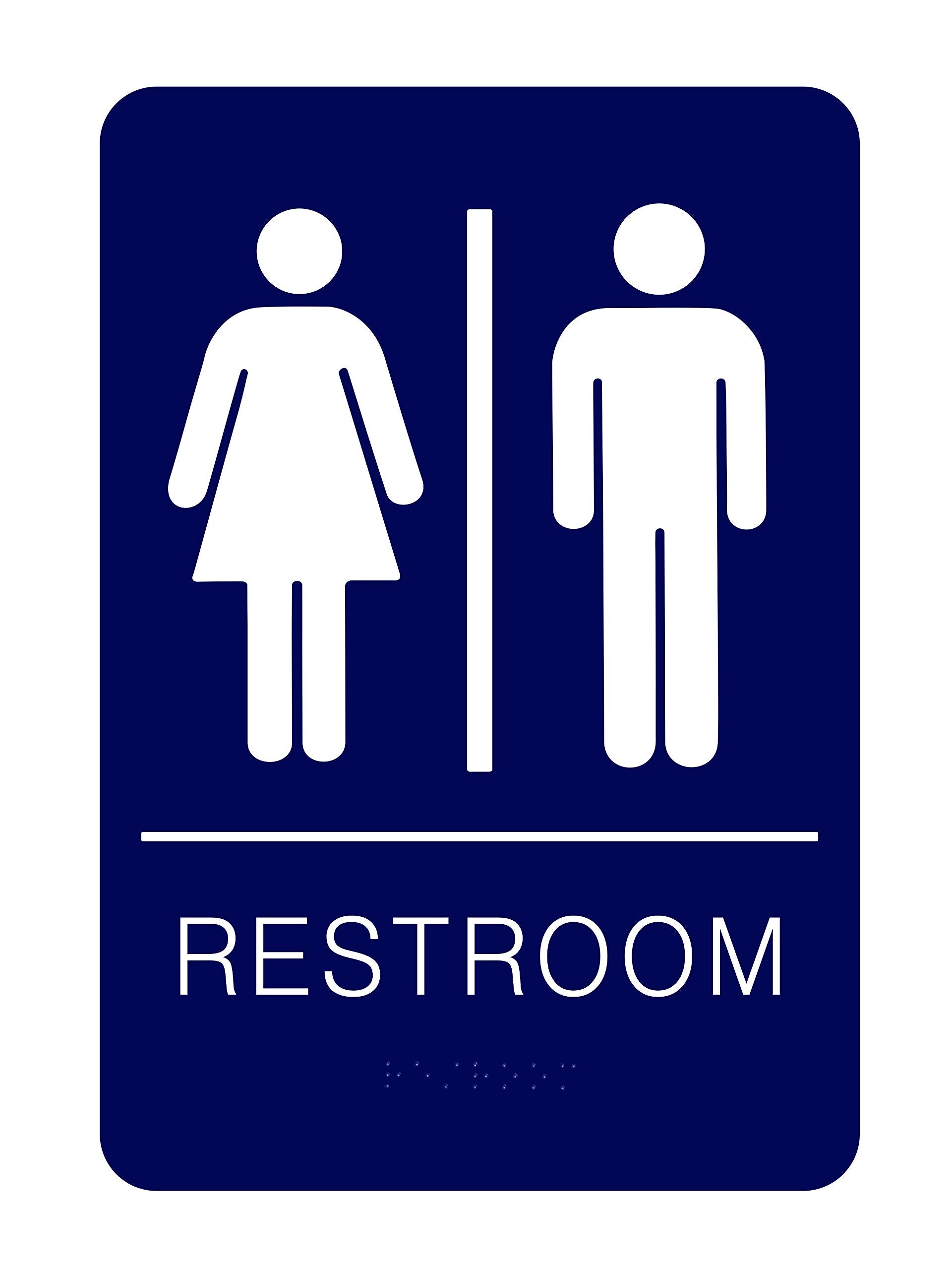 Unisex Braille Restroom Sign - Comes With Graphical Symbols And Double Sided 3M Tape To Secure Ideally In Less Than A Minute - S