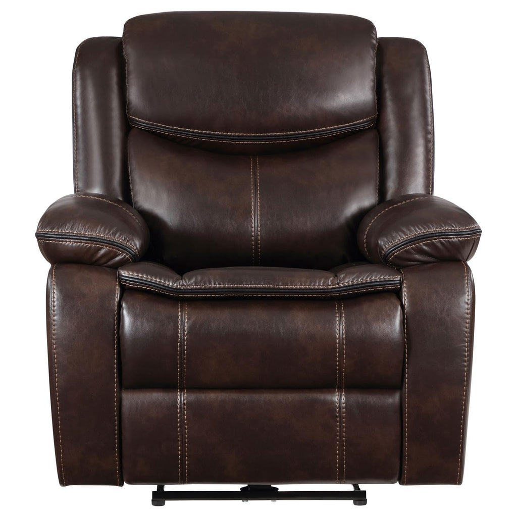 Coaster Sycamore Upholstered Power Recliner Chair Dark Brown