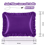 Homiest Ruffle Satin Pillowcase For Hair And Skin, Queen Size Satin Pillow Covers Silky Pillow Cases Set Of 2, Satin Ruffled Pil