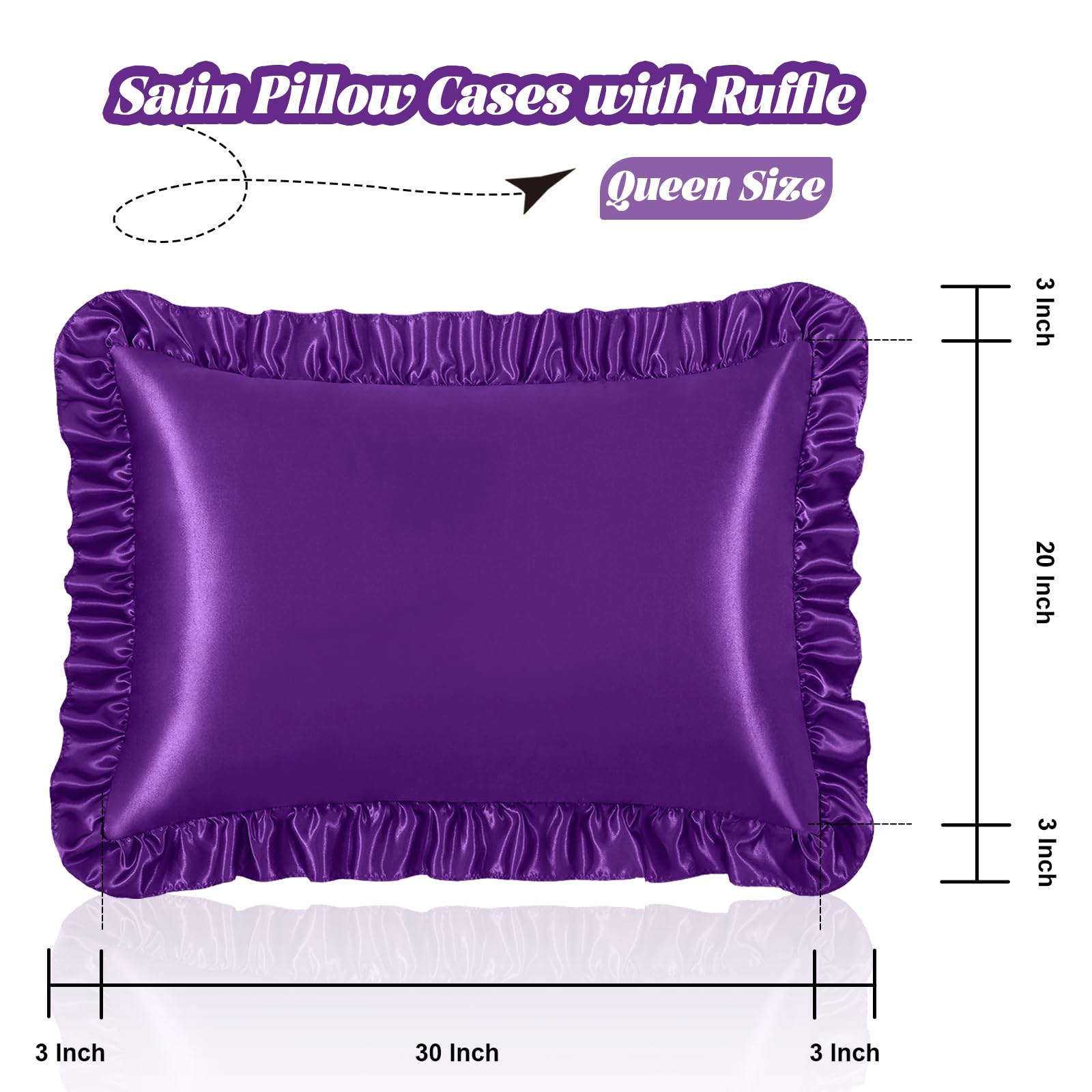 Homiest Ruffle Satin Pillowcase For Hair And Skin, Queen Size Satin Pillow Covers Silky Pillow Cases Set Of 2, Satin Ruffled Pil