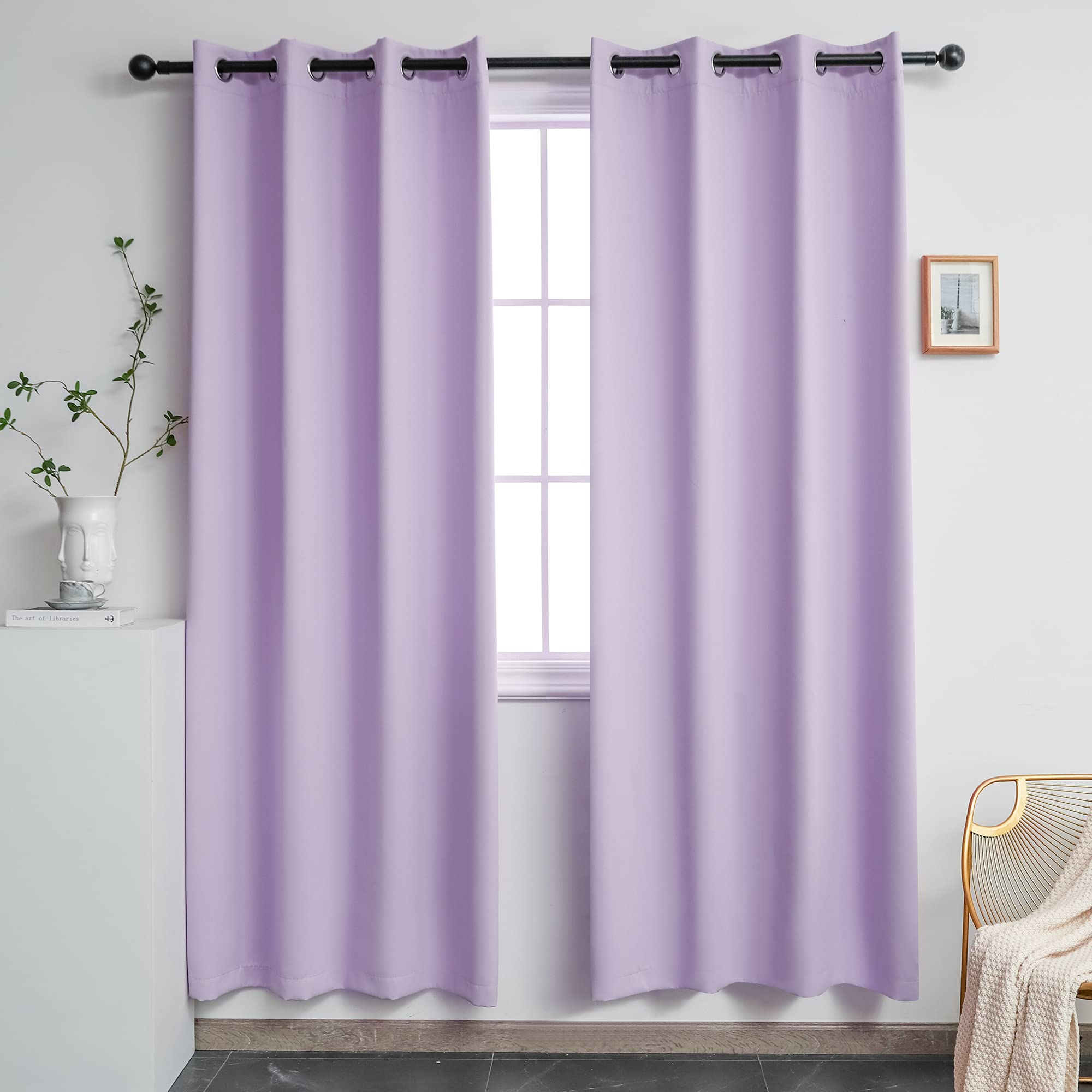 Ygo Lilac Blackout Curtains For Girls Room Darkening Thermal Insulated Living Room Curtain Panels For Bedroom Window Treatment S
