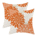 CXMEIFLY Fall Burnt Orange Outdoor Pillow Covers 18x18 Inch Set of 2 Coral White Dahlia Floral Decor Throw Pillows Modern Geomet