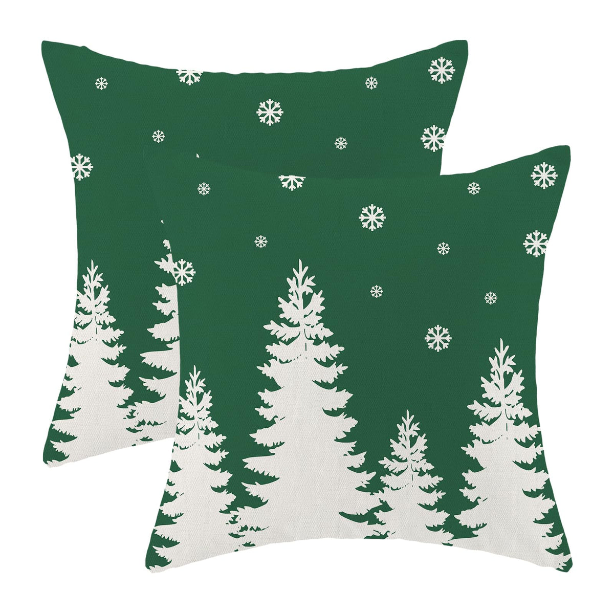 Cxmeifly Christmas Pillow Covers 22X22 Inch Set Of 2 Sage Green Cream Christmas Tree Snowflakes Decor Throw Pillows Winter Xmas