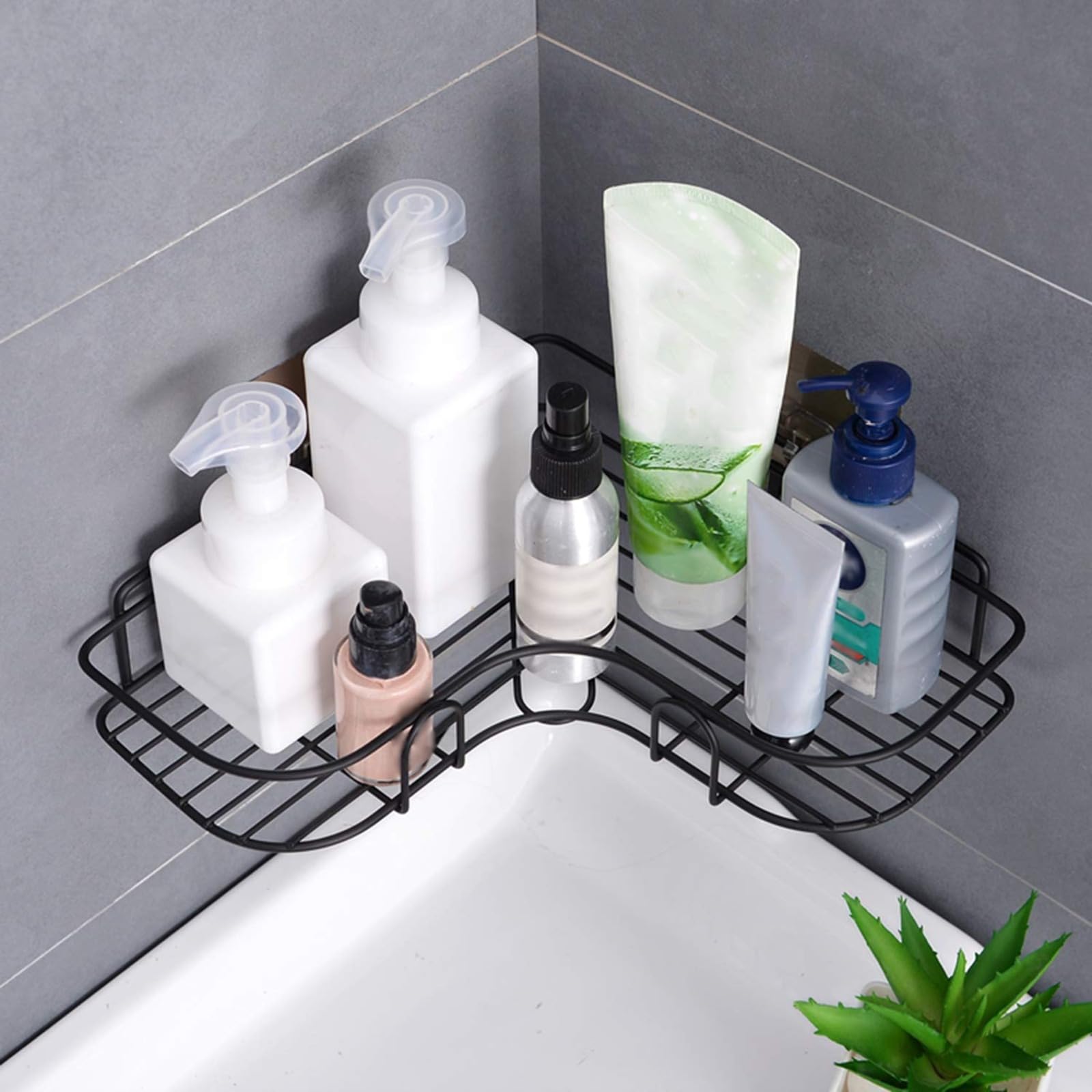 Spellwish SelfAdhesive Heavy Duty Metal Bathroom Storage Corner Rack, Shelf Organizer, Shampoo Holder For Bathroom Without Dril