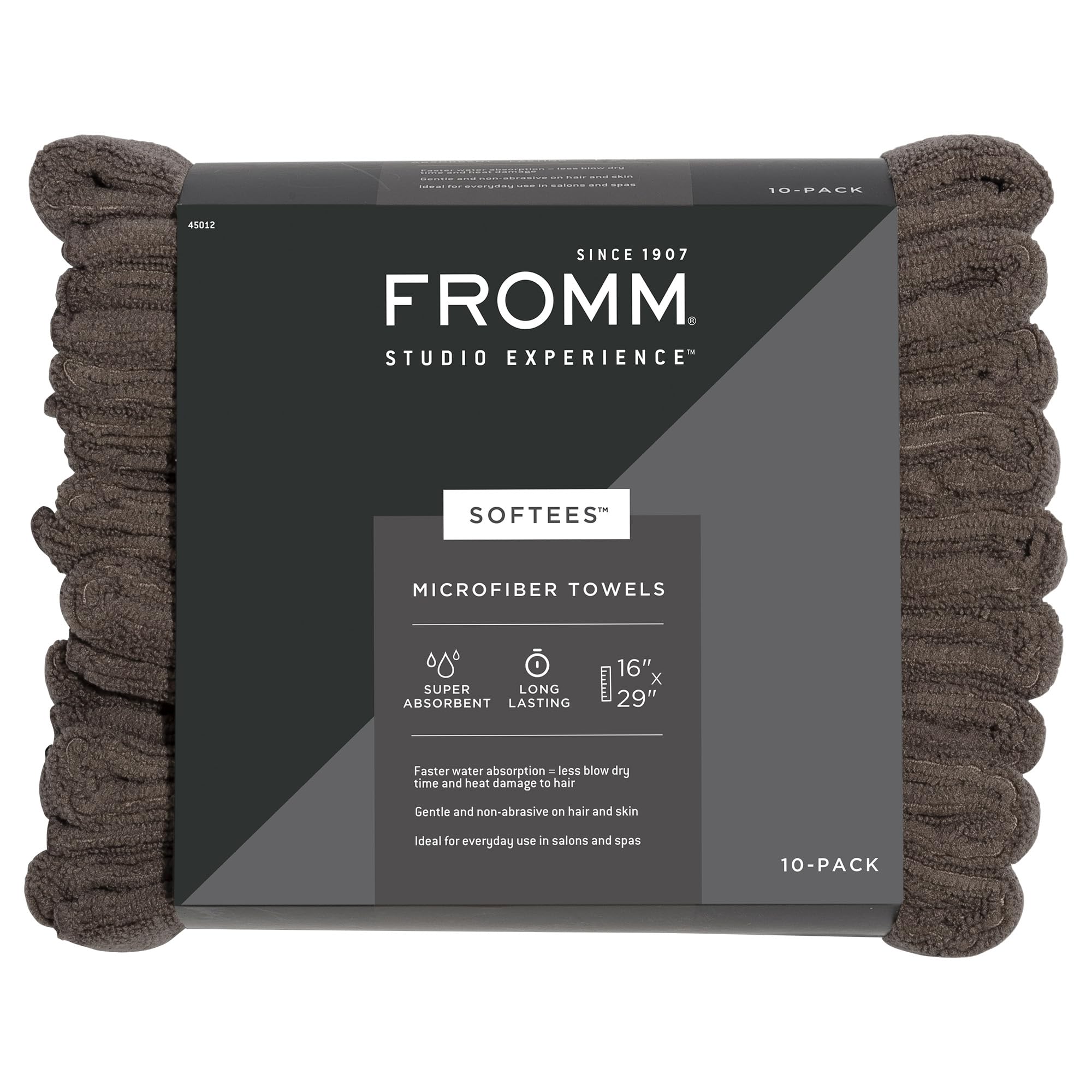 Fromm Softees Microfiber Salon Hair Towels for Hairstylists, Barbers, Spa, Gym in Brown, 16' by 29', 10 count Perfect Hair Car